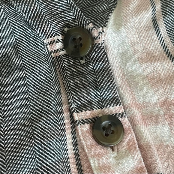 🌺 Maurices Boho Plaid V-Neck Henley Blouse M Pink Black L/S Soft Rayon Top - Picture 6 of 10